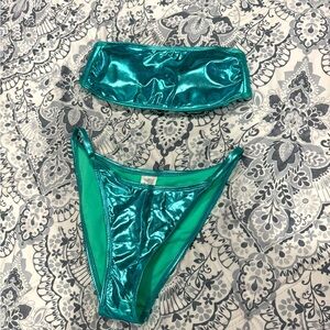 Shiny Teal Bikini Set